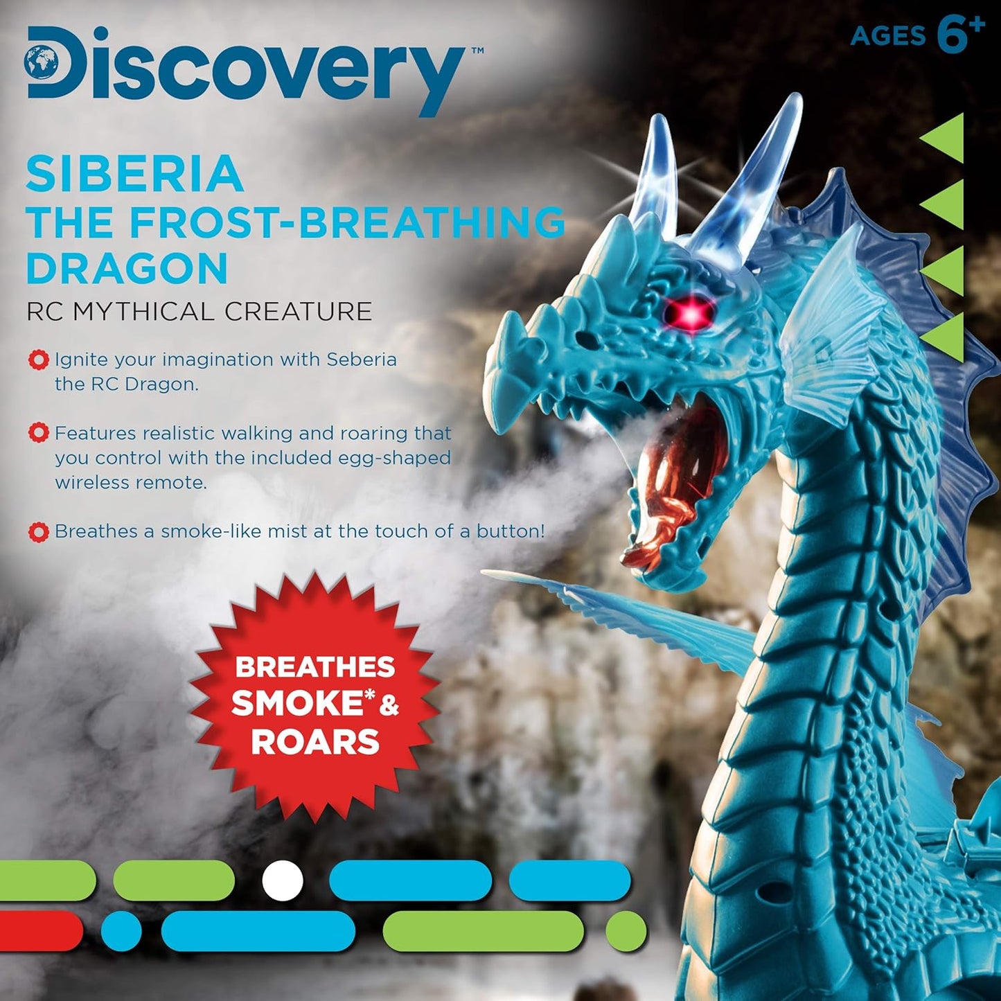 RC Dragon Smoke, Large Dinosaur Toy w/Actual Smoke Breath, Wing-Flapping, Roaring, Light-Up, Realistic Sound - BigGreenBear.com RC Animals 39.89 USD Big Green Bear