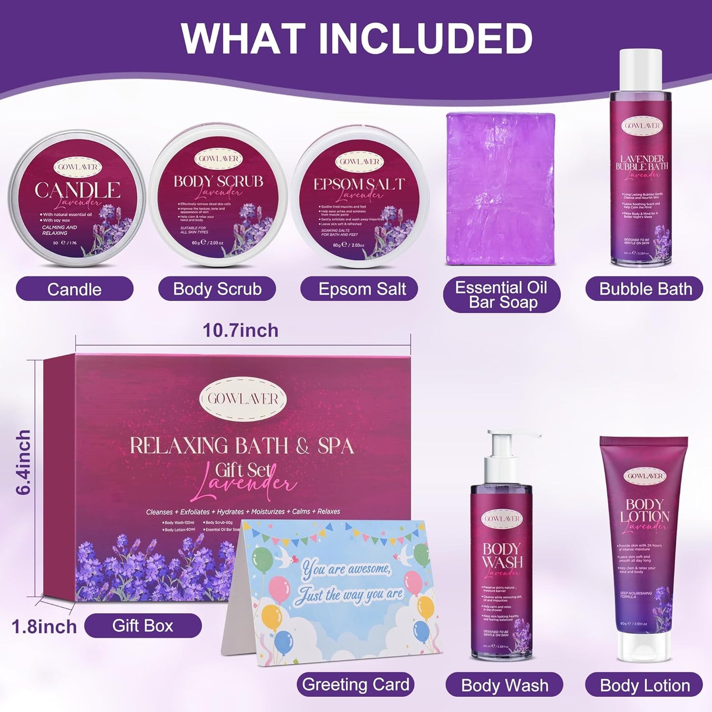 Spa Gifts for Women, Relaxing Bath Set & Stress Relief Body Wash Self Care Package
