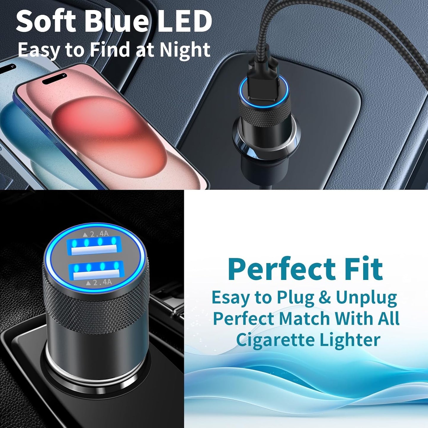 【Apple MFi Certified】Charger + 2Pack Tyep-C Braided Cable for iPhone 16/16 Pro/16 Plus/16 Pro Max/15/15 Pro/iPad