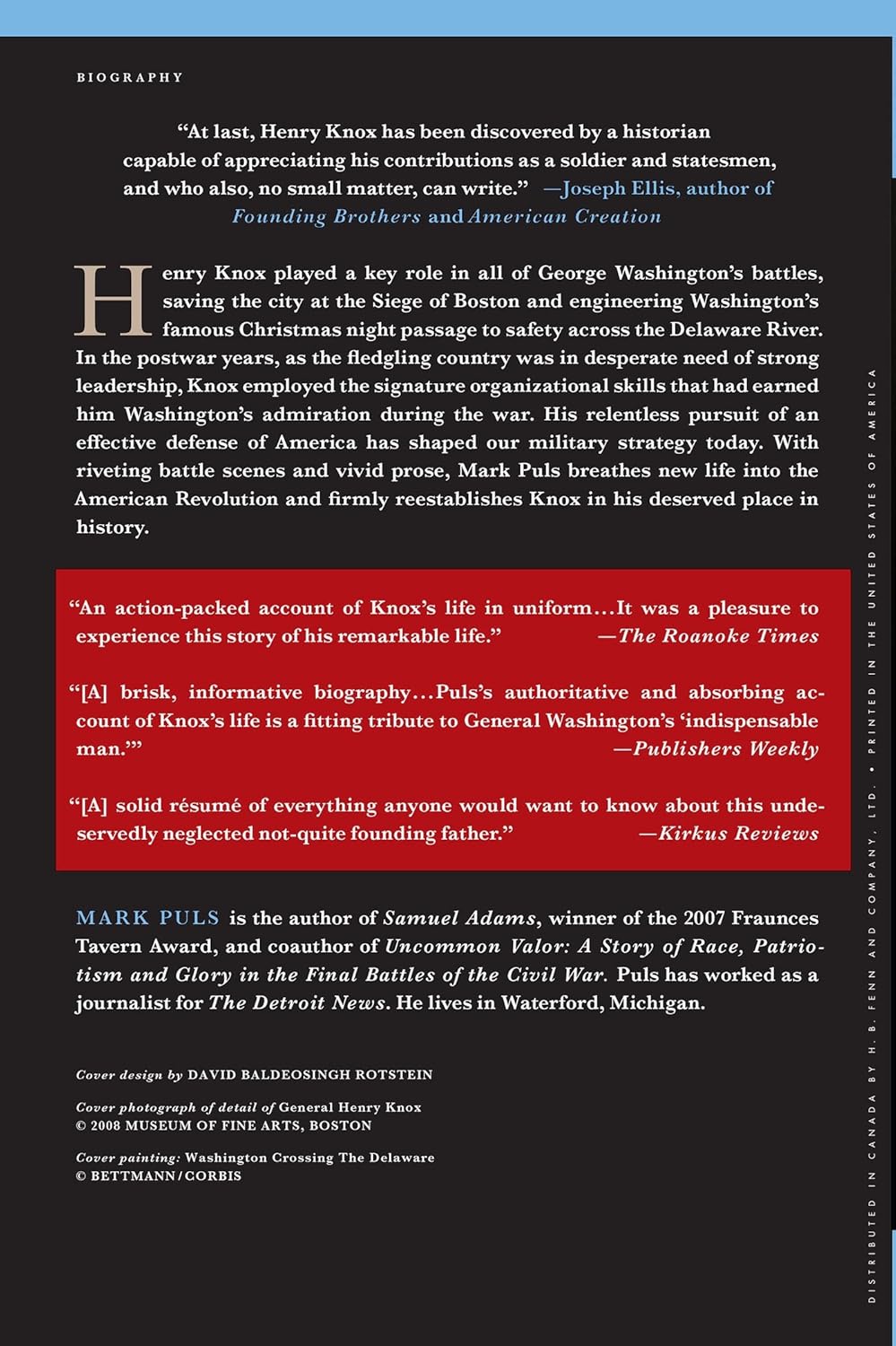 Henry Knox: Visionary General of the American Revolution: by Mark Puls - BigGreenBear.com Book 15.99 USD Big Green Bear