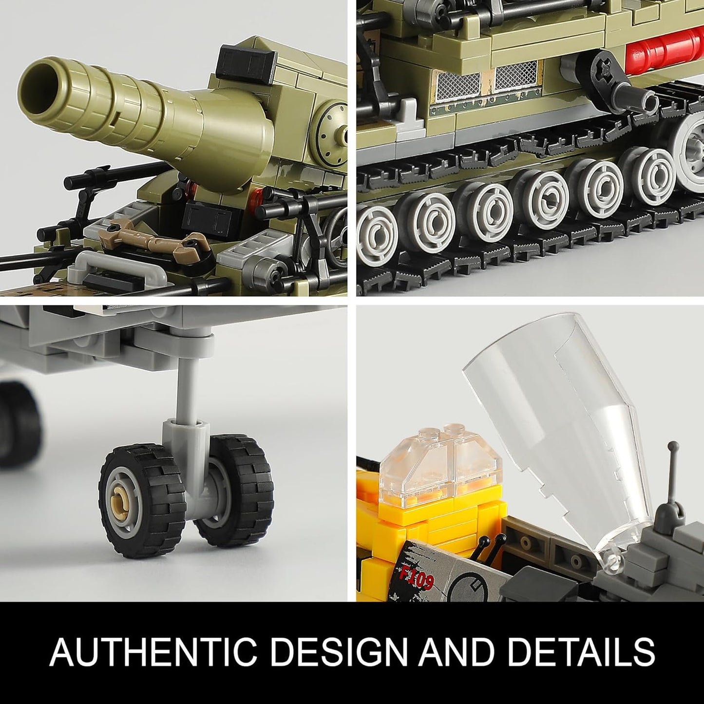 1015PCS BF109 Plane Fighter Jet & a Karl Giant Mortar Tank, Great WWII Army Airplane - BigGreenBear.com Building Toys 29.99 USD Big Green Bear