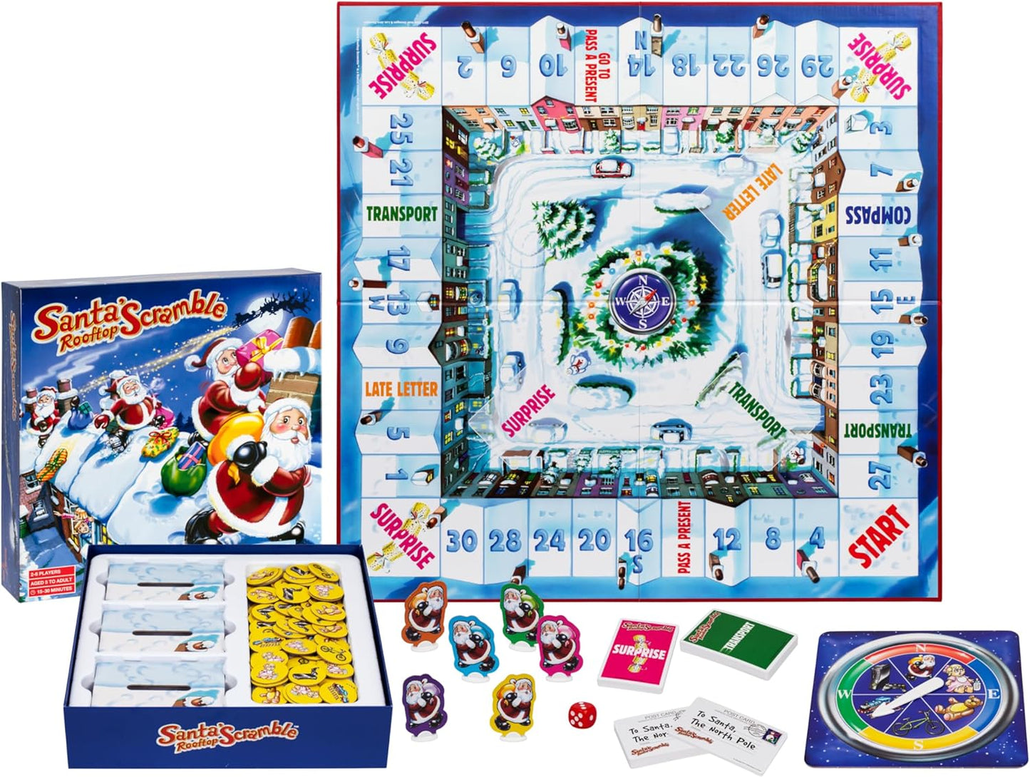Santa's Rooftop Scramble-Family Board Game - BigGreenBear.com BOARD GAME 19.99 USD Big Green Bear