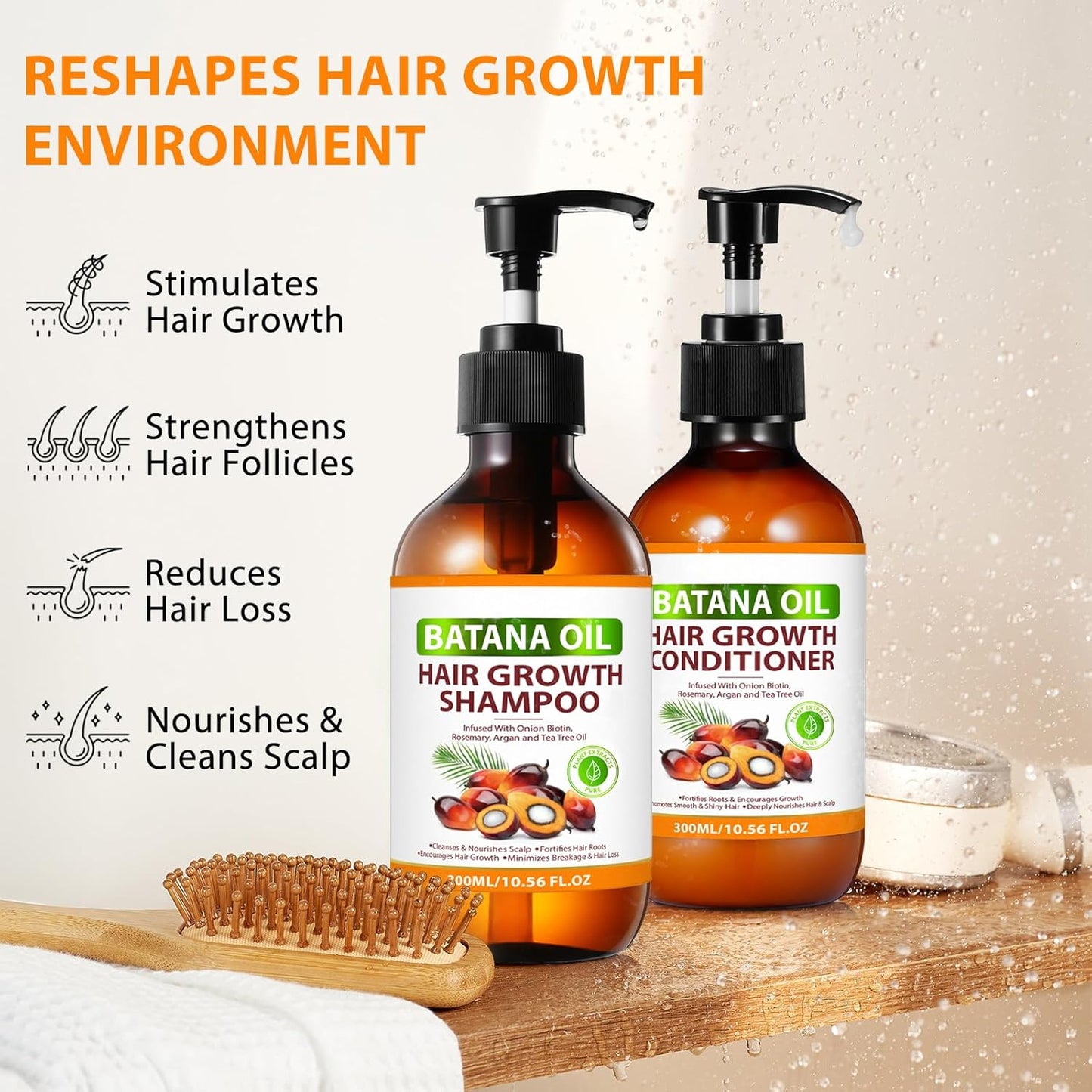 Batana Oil Shampoo and Conditioner for Hair Growth, Anti-Thinning & Deep Moisturizing - Big Green Bear 18.99 USD Big Green Bear