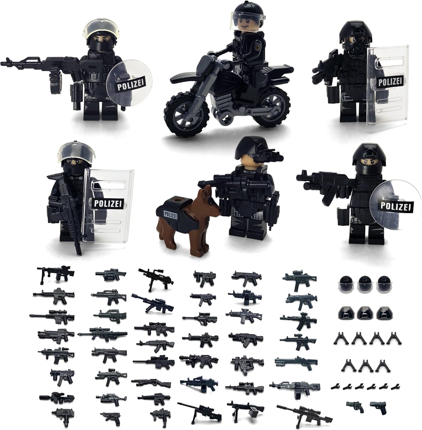 SWAT Military Police Building Block Kit Set of 6 PCS) with Dog, Modern Weapons, Accessories - BigGreenBear.com Building Toys 29.95 USD Big Green Bear