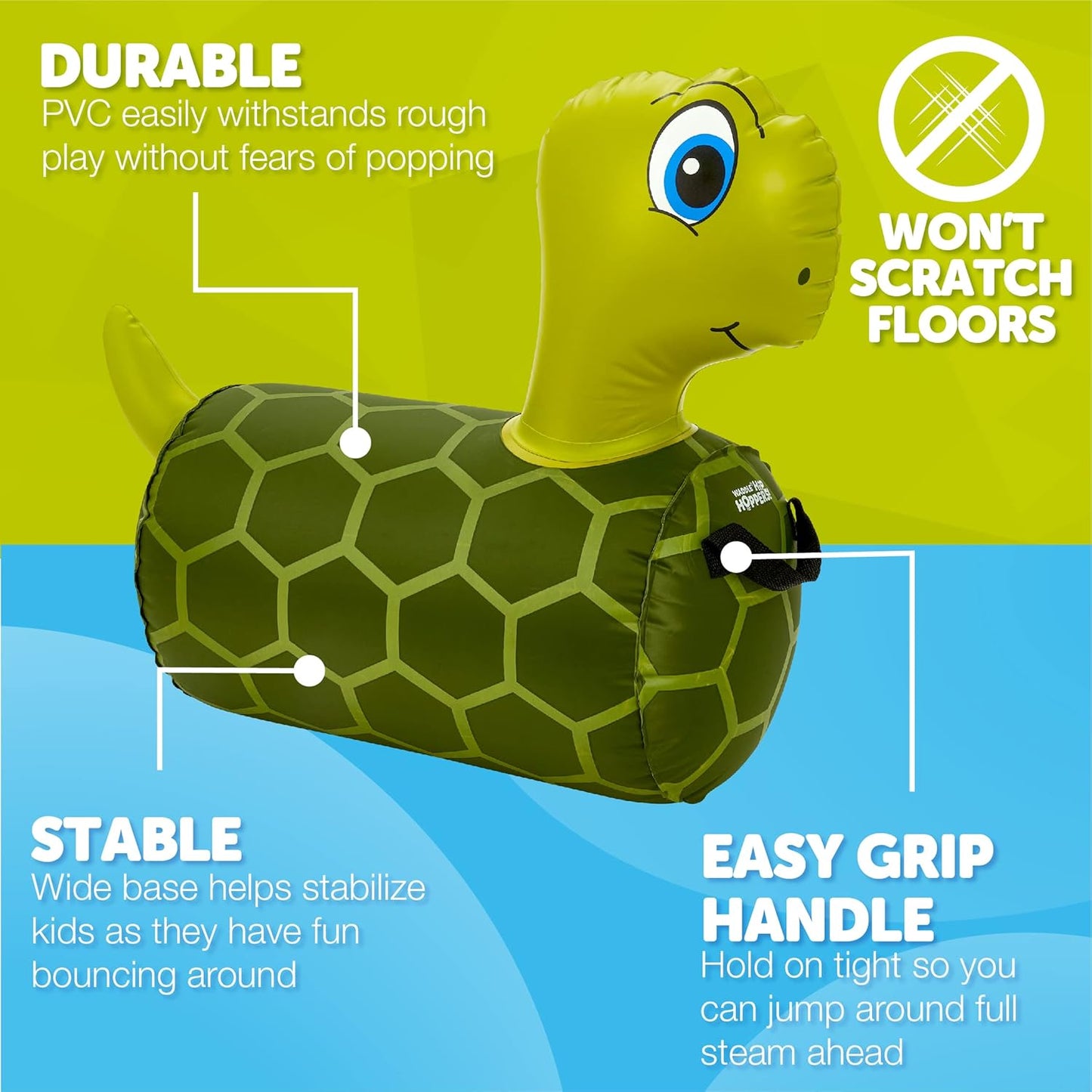 NEW! Hip Hopper Inflatable Hopping Animal Bouncer Turtle, Ages 2 and Up