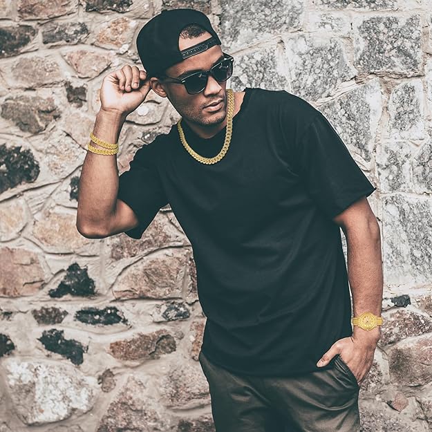 NEW! Hip Hop Cuban Link Chains for Man Artificial Diamond Jewelry Set - BigGreenBear.com jewelry 39.99 USD Big Green Bear