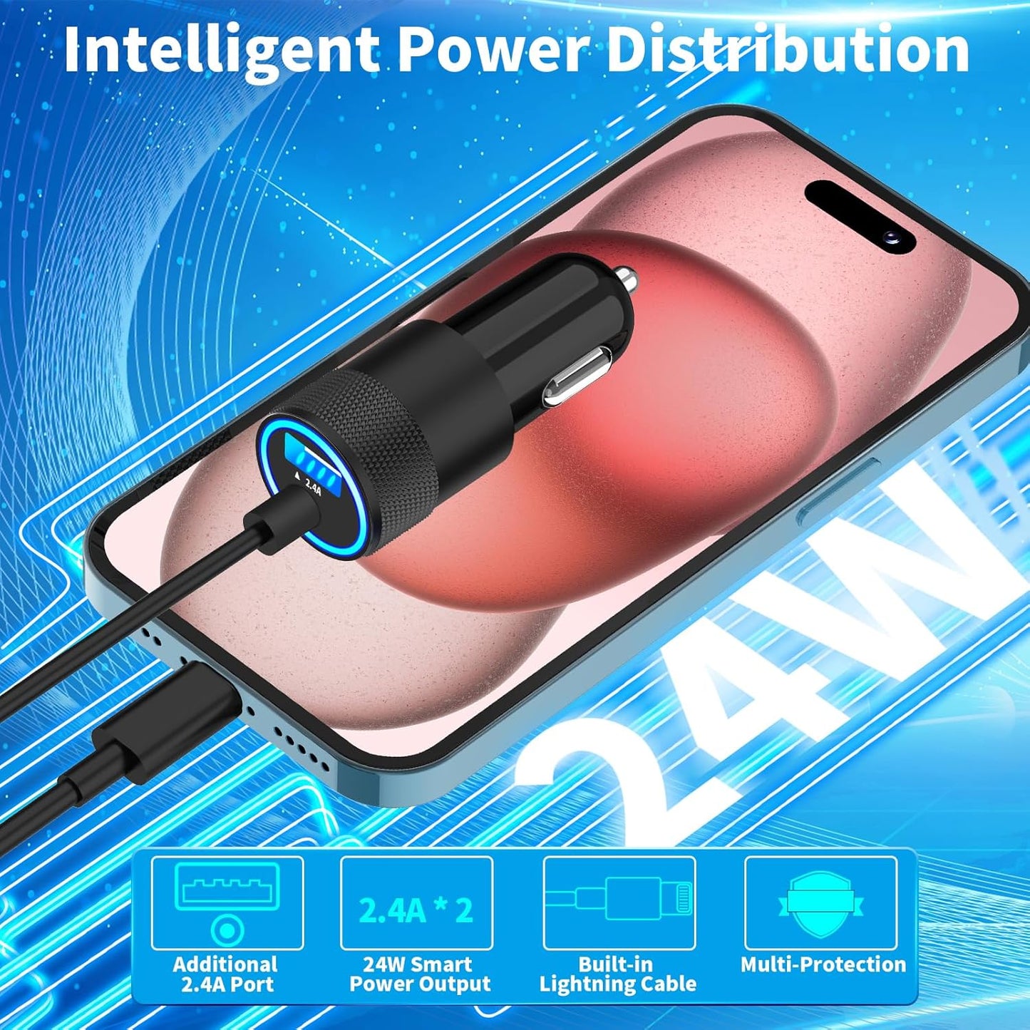 【MFi Certified】iPhone Fast Car Charger, for iPhone 14 13 12 11 Pro Max XS Mini XR X SE iPad - BigGreenBear.com cell phone 8.99 USD Big Green Bear