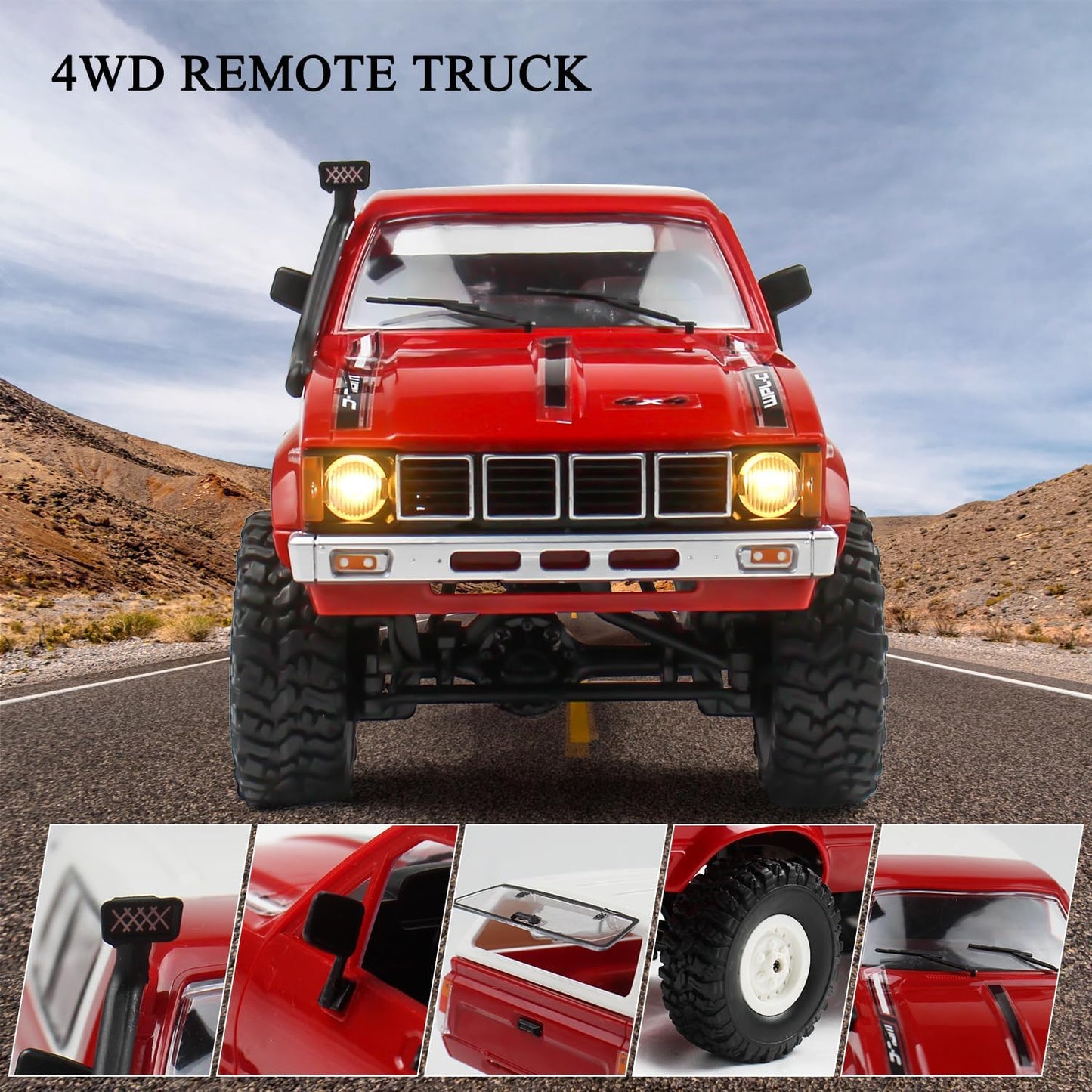 RC Crawler 1/16 Scale RC Rock Crawler, WPL C24 All Terrain 4x4 Off-Road Remote Control - BigGreenBear.com Remote Car 69.99 USD Big Green Bear