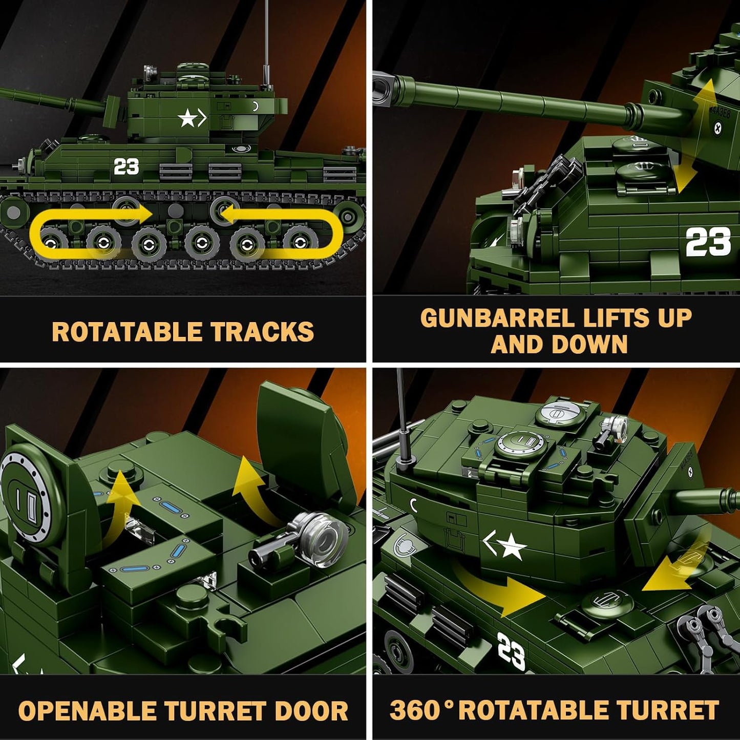 836 PCS Sherman Tank Building Set,WW2 Military American Armed Tanks Building Block Set - BigGreenBear.com Building Toys 48.22 USD Big Green Bear