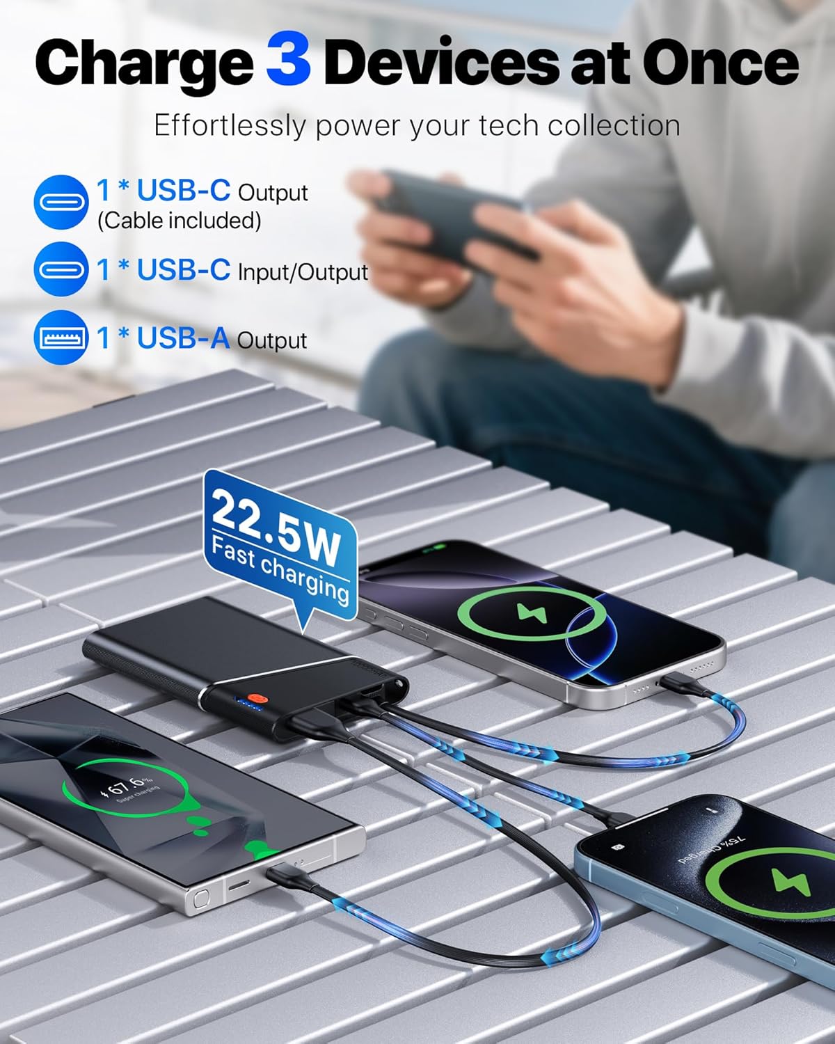 Portable Charger Power Bank, 10000mAh 22.5W PD - BigGreenBear.com cell phone 24.50 USD Big Green Bear