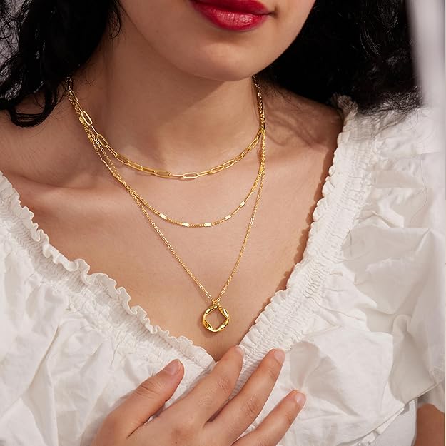 Layered Gold Necklaces for Women, Stackable Jewelry Set Gifts - BigGreenBear.com jewelry 18.79