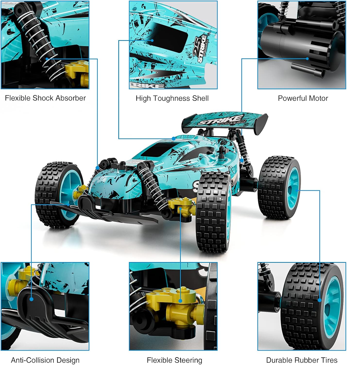 RC Cars Remote Control Car 1:18 Scale 20 KM/H 2WD Offroad Buggy, 2.4GHz - BigGreenBear.com Toys 29.98 USD Big Green Bear