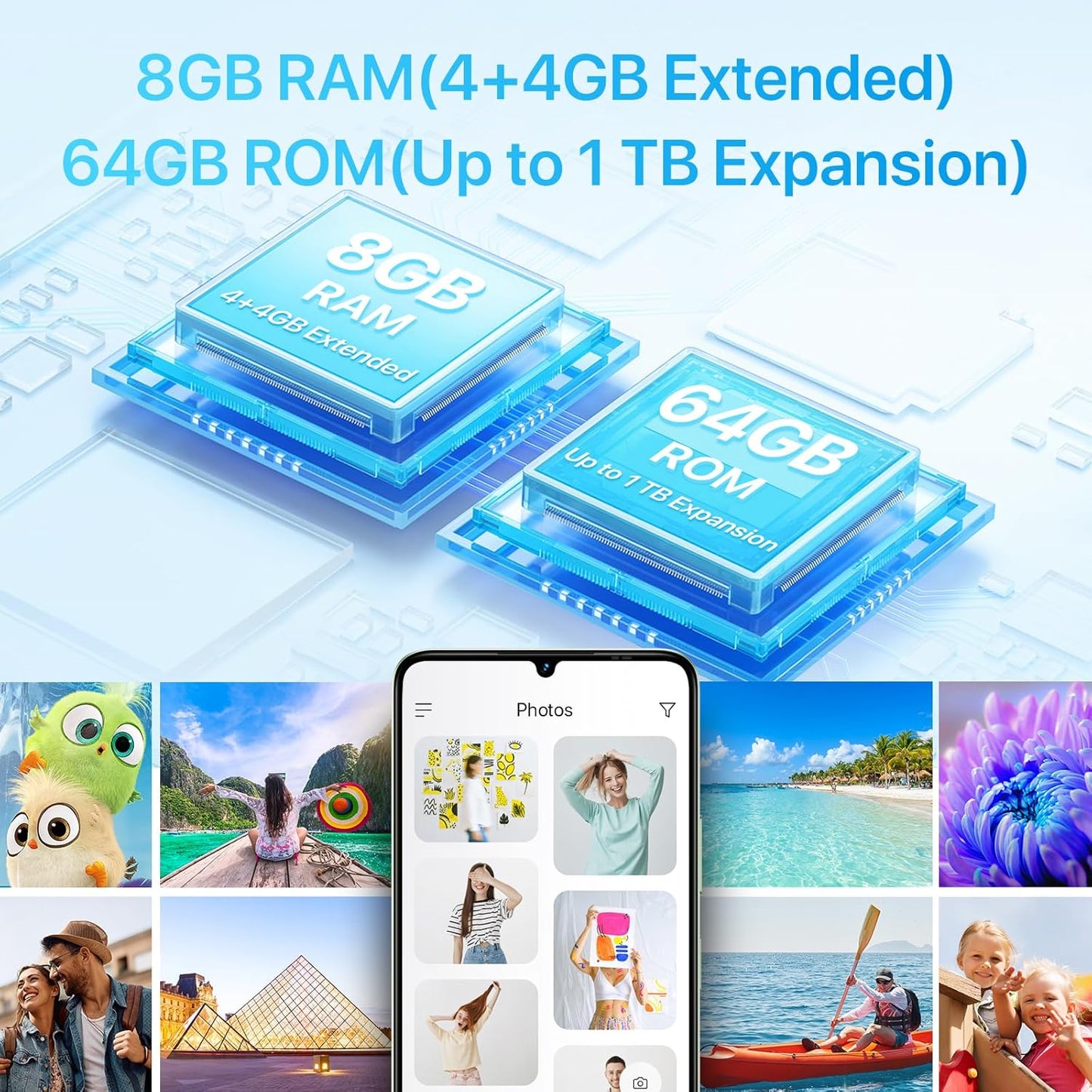 UMIDIGI G9A Unlocked Phone, Android 14 Go Cell Phone, 4G Dual SIM Card, 8GB+64GB/1TB