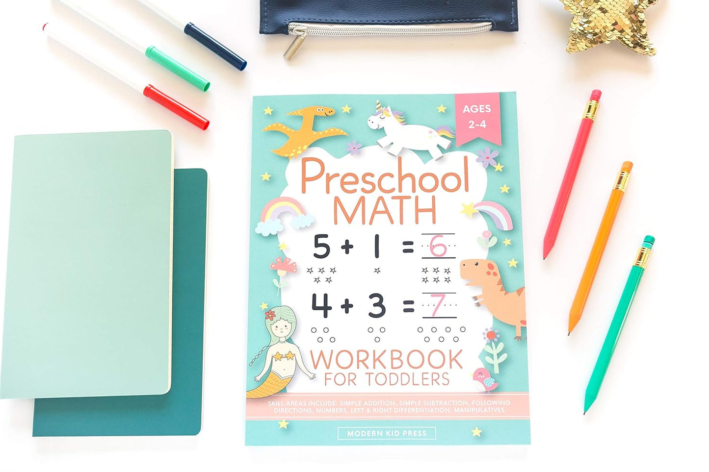 Preschool Math Workbook for Toddlers Ages 2-4 - BigGreenBear.com Book 7.99 USD Big Green Bear