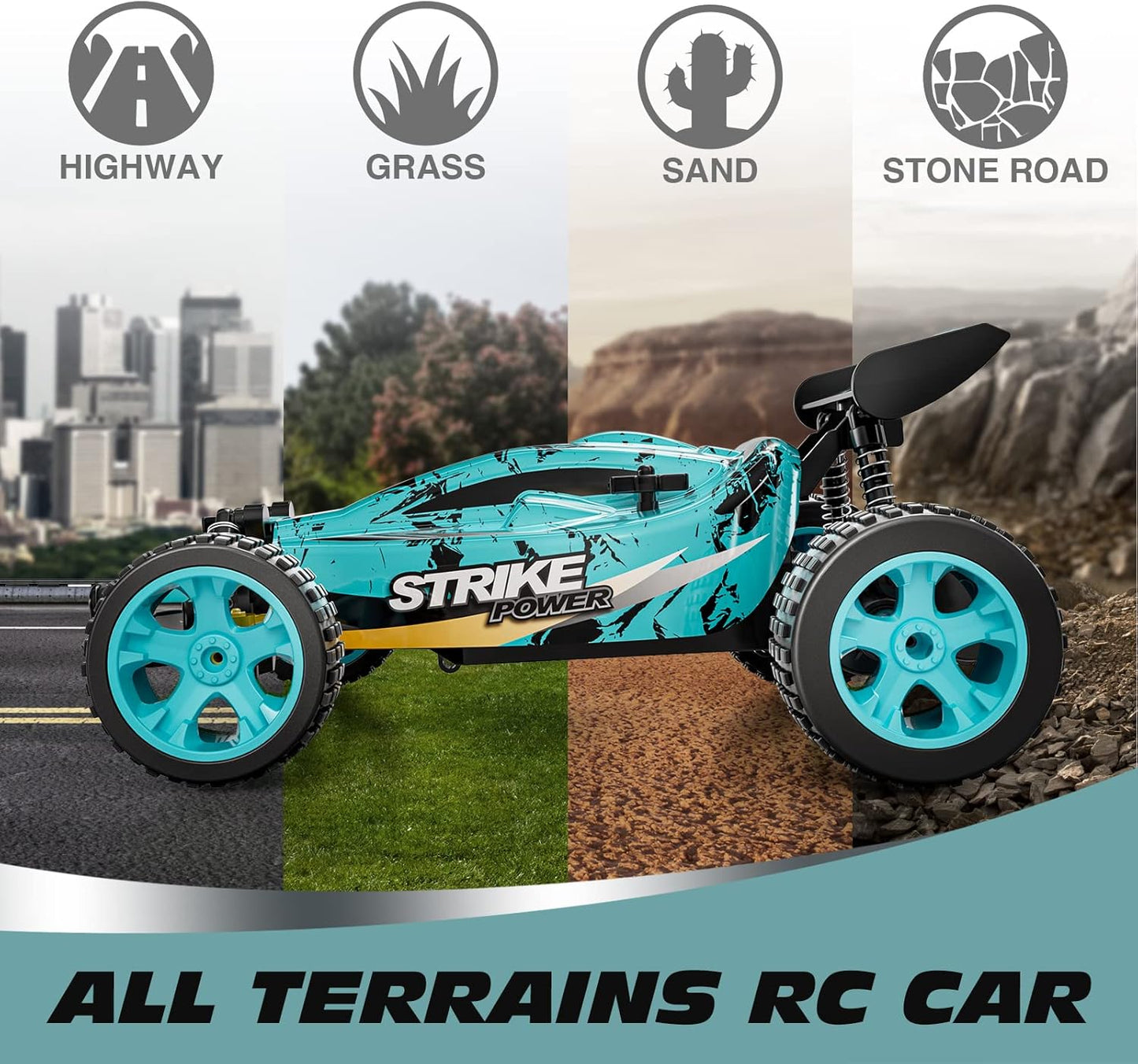 RC Cars Remote Control Car 1:18 Scale 20 KM/H 2WD Offroad Buggy, 2.4GHz - BigGreenBear.com Toys 29.98 USD Big Green Bear