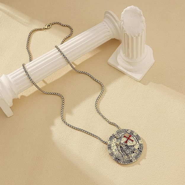 Bronzy Put on the Full Armor of God Ephesians 6:13-17 Templar Necklace Medieval - BigGreenBear.com jewelry 18.99 USD Big Green Bear