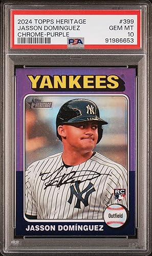 Graded 2024 Topps Heritage Jasson Dominguez #399 Chrome Purple Rookie RC Baseball Card PSA 10 Gem Mint -  BigGreenBear.com Baseball cards 89.99 USD Big Green Bear