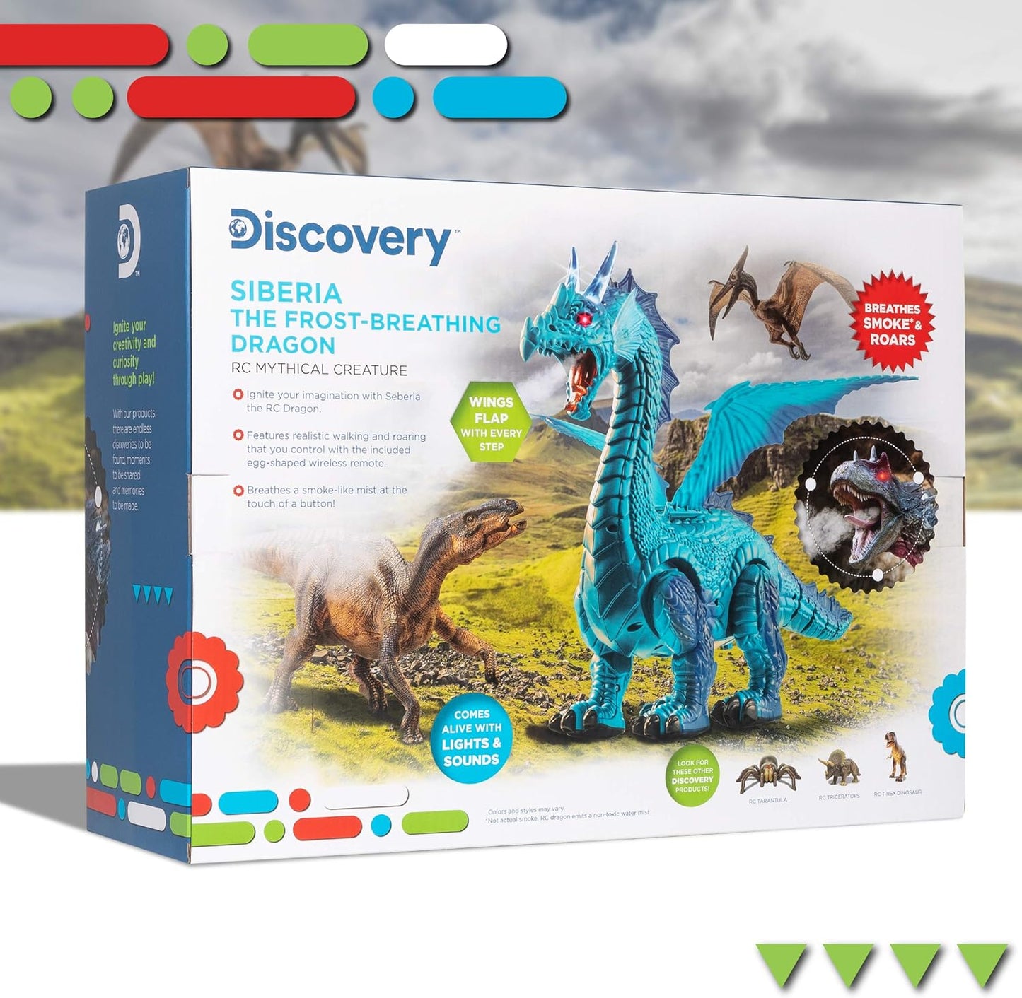 RC Dragon Smoke, Large Dinosaur Toy w/Actual Smoke Breath, Wing-Flapping, Roaring, Light-Up, Realistic Sound - BigGreenBear.com RC Animals 39.89 USD Big Green Bear