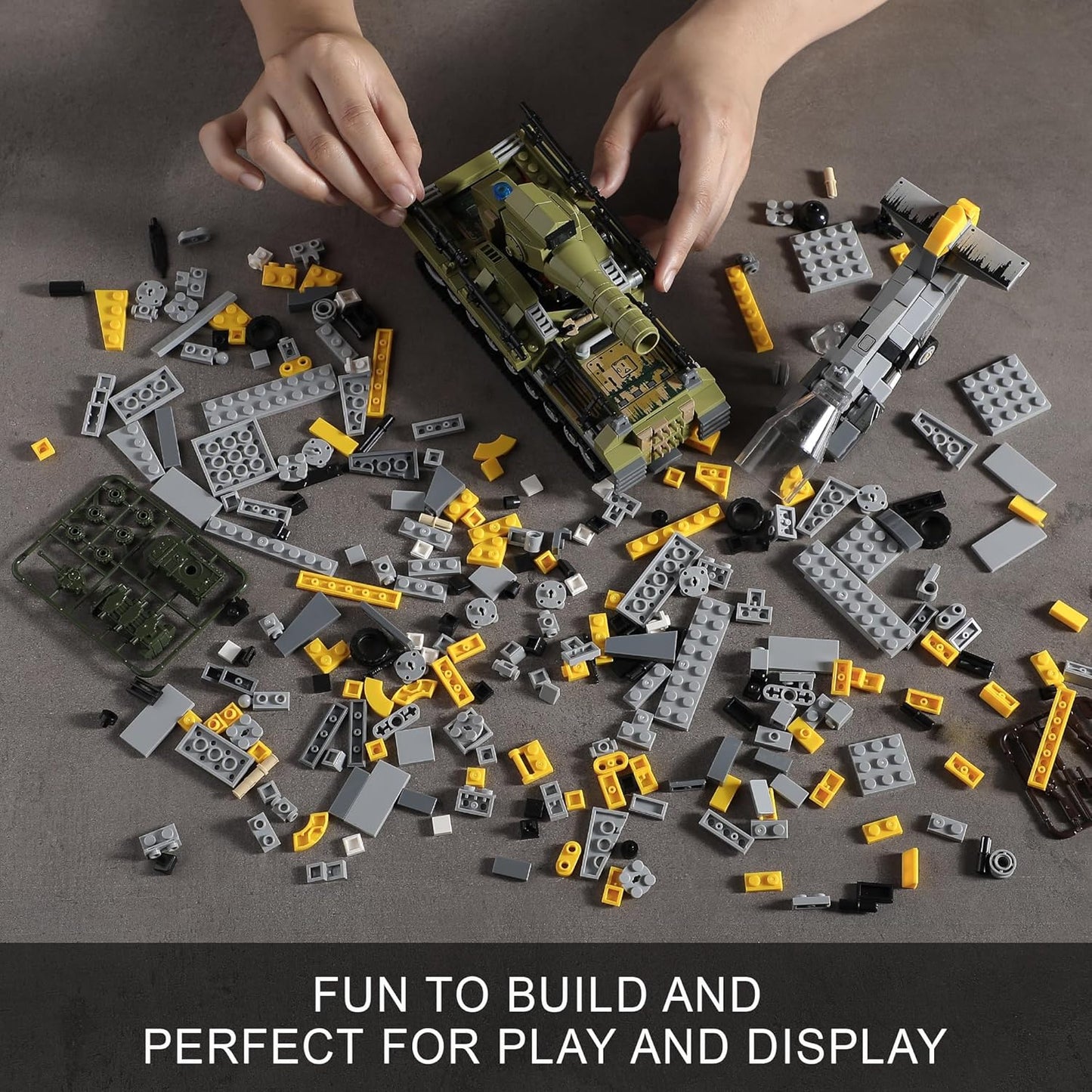1015PCS BF109 Plane Fighter Jet & a Karl Giant Mortar Tank, Great WWII Army Airplane - BigGreenBear.com Building Toys 29.99 USD Big Green Bear