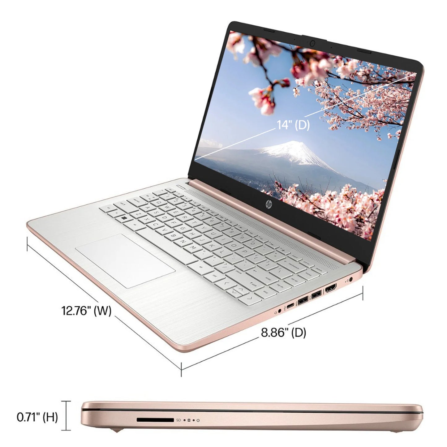 HP Newest 14" Business Laptop, Intel Celeron 4GB 128GB Storage