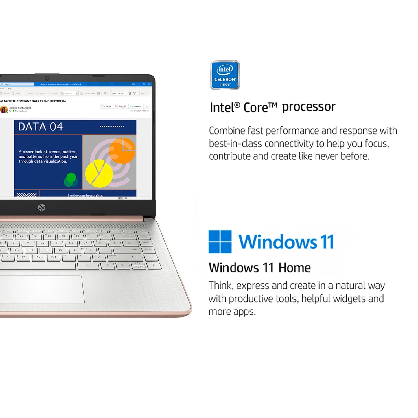 HP Newest 14" Business Laptop, Intel Celeron 4GB 128GB Storage