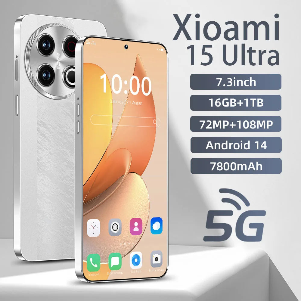 New Hot Xioami 15 Ultra Global Version Smartphone 7.3inch HD Full Screen 4G/5G Cell Phone 16GB1TB 7800mAh Mobile Phones 108MP