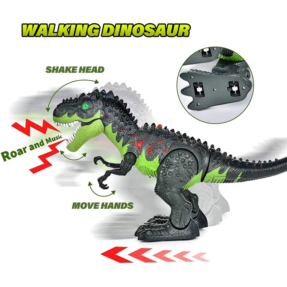 Remote Control Dinosaur Walking Robot T-Rex Simulated Flame Spray Eggs Laying Light & Roaring