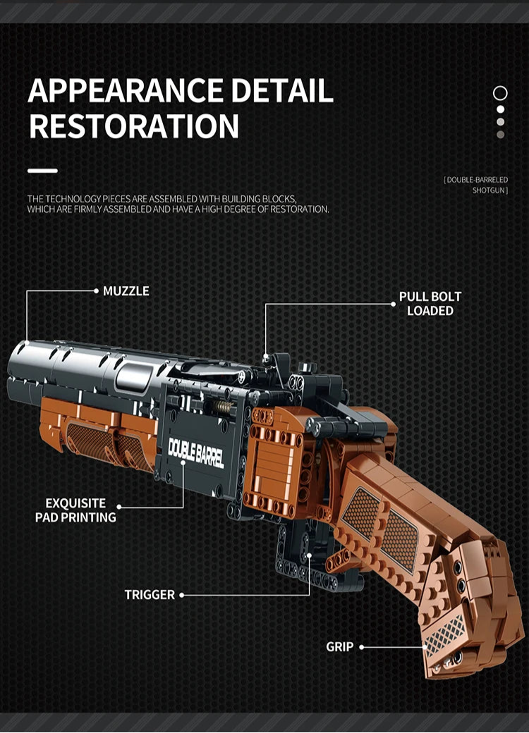1006PCS Double Barrel Shotgun Weapon Model Building Blocks