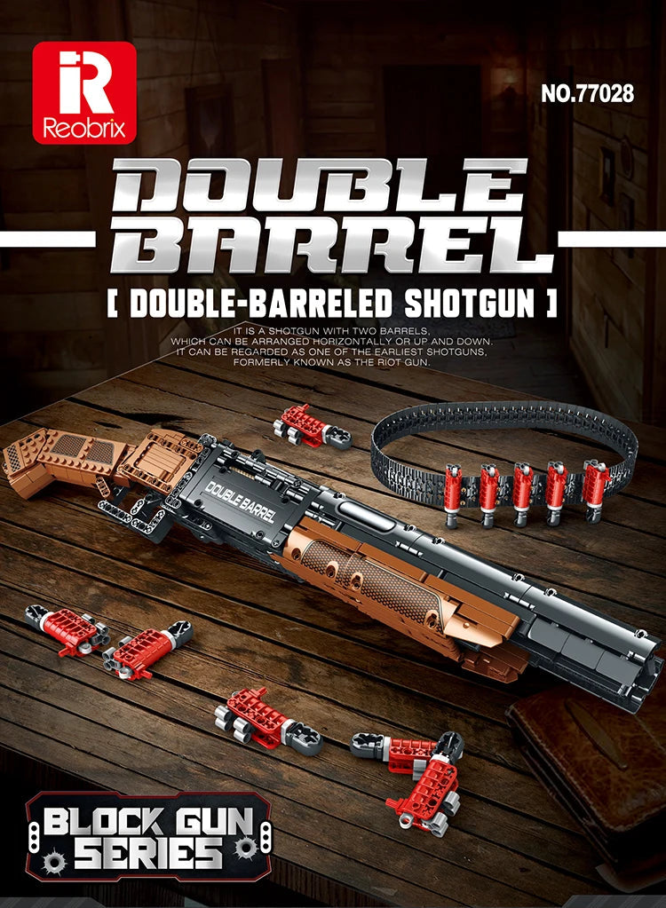 1006PCS Double Barrel Shotgun Weapon Model Building Blocks