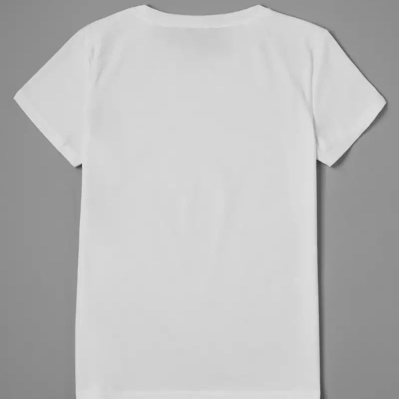 Women's White Cat Graphic Print Short Sleeve T-Shirt