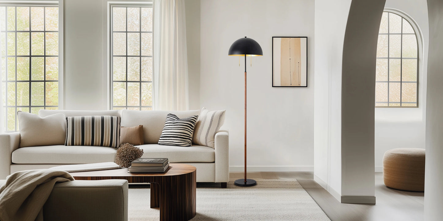 68" Tall 2-Light Metal Mushroom Dome Floor Lamp with Marble Base - BigGreenBear.com Lighting 69.99 USD Big Green Bear