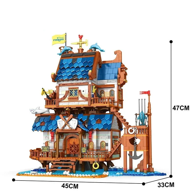2450PCS Fisherman's Wharf Building Blocks Creative Seaside Street View MOC Model Bricks