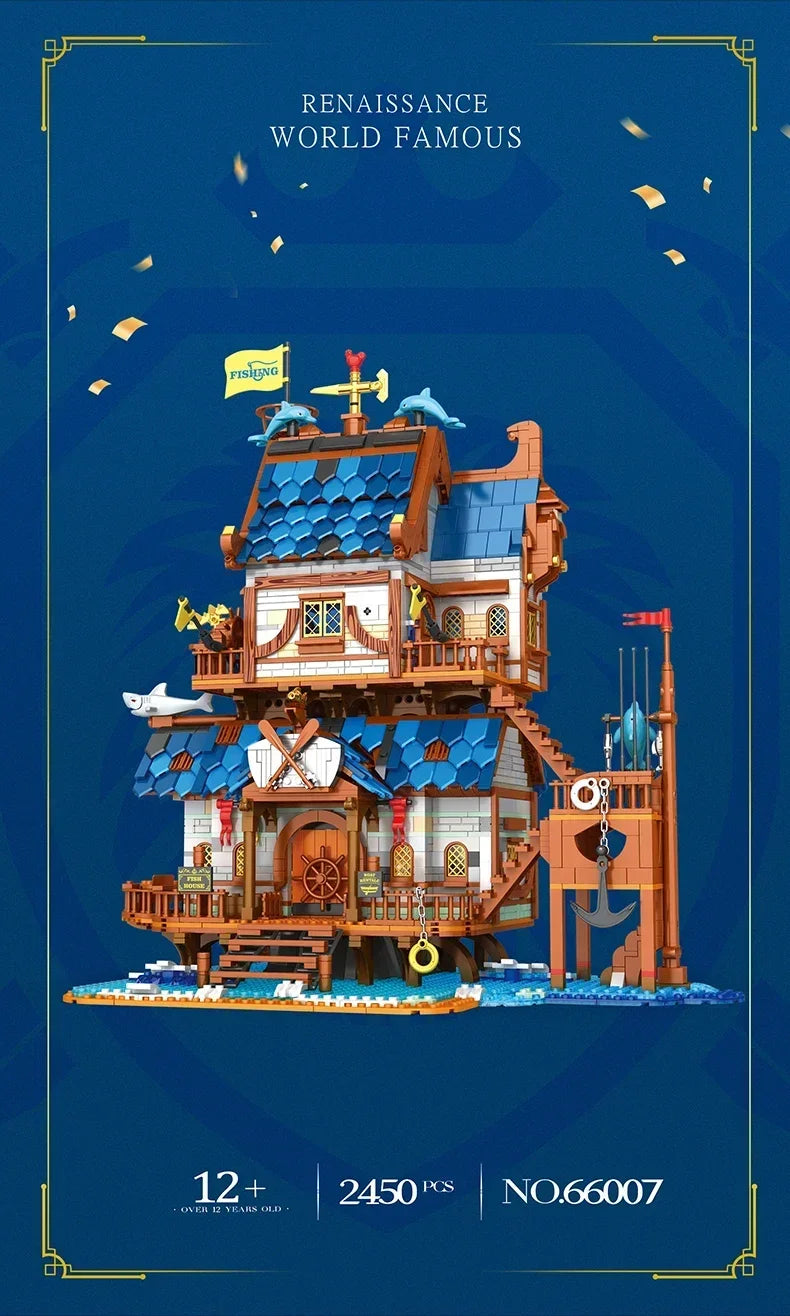 2450PCS Fisherman's Wharf Building Blocks Creative Seaside Street View MOC Model Bricks