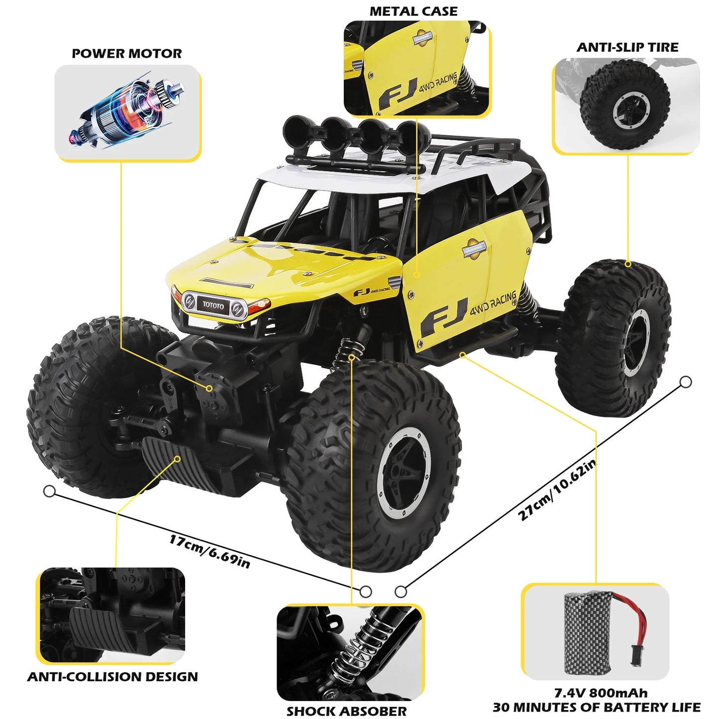 Remote Control Car RC Cars 13inch 40+km/h 4WD Off Road Monster Truck