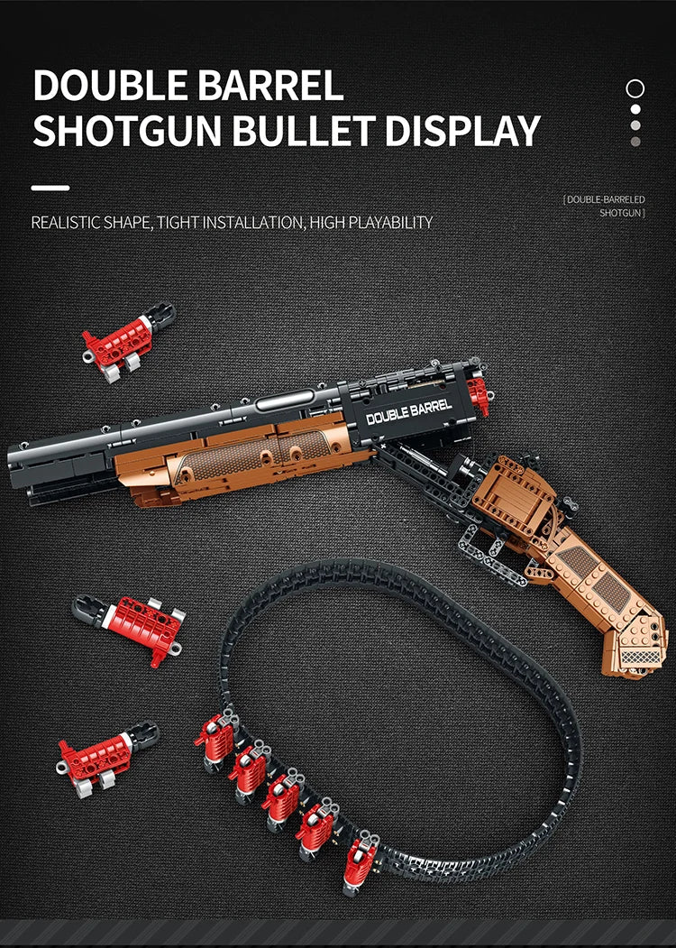 1006PCS Double Barrel Shotgun Weapon Model Building Blocks