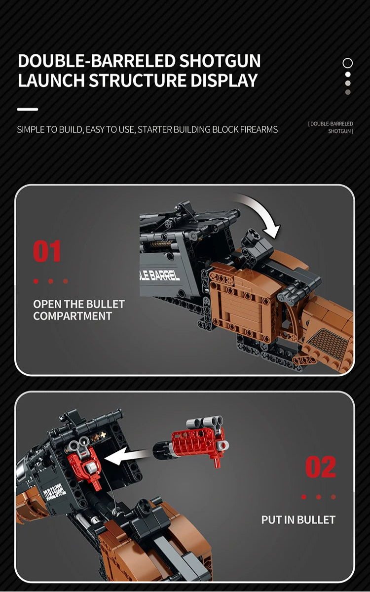 1006PCS Double Barrel Shotgun Weapon Model Building Blocks