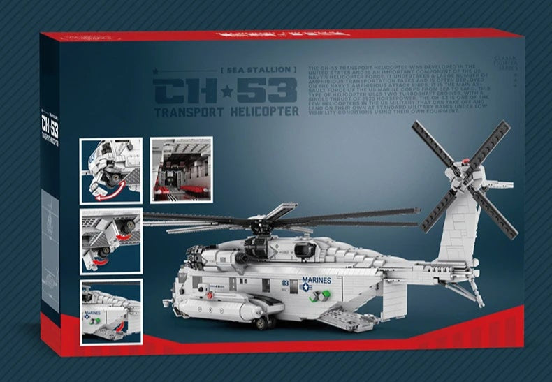 2192PCS CH-53E Transport Helicopter Building Blocks Army Plane Military Fighter