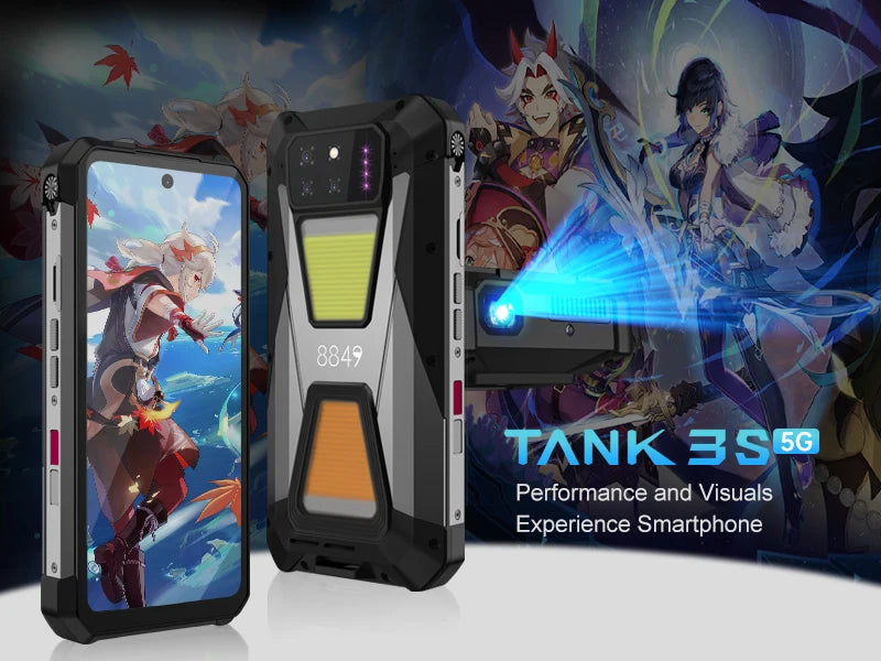 8849 Tank 3S Unihertz Rugged Smartphone with Projector 5G 12/16GB RAM 256/512GB ROM