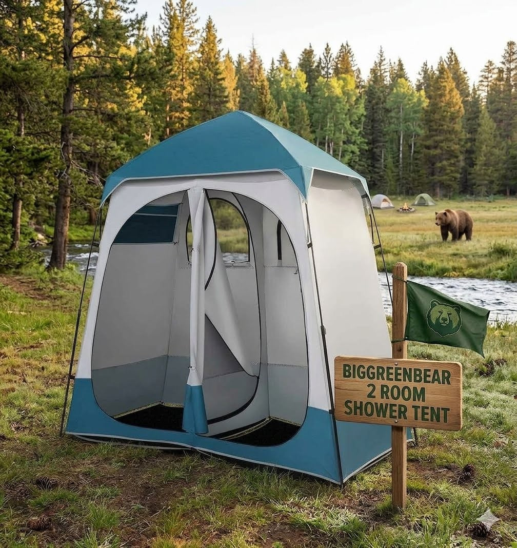 Portable 2-Room Shower & Changing Tent Pop Up – Big Green Bear