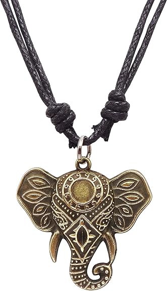 NEW! Men Antique Bronze Elephant Adjustable Cord Necklace