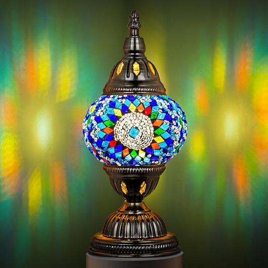 NEW Handmade, Turkish, Moroccan Tiffany Style, Mosaic Glass, Night Stand Light -  BigGreenBear.com table lamp 39.99 USD Big Green Bear