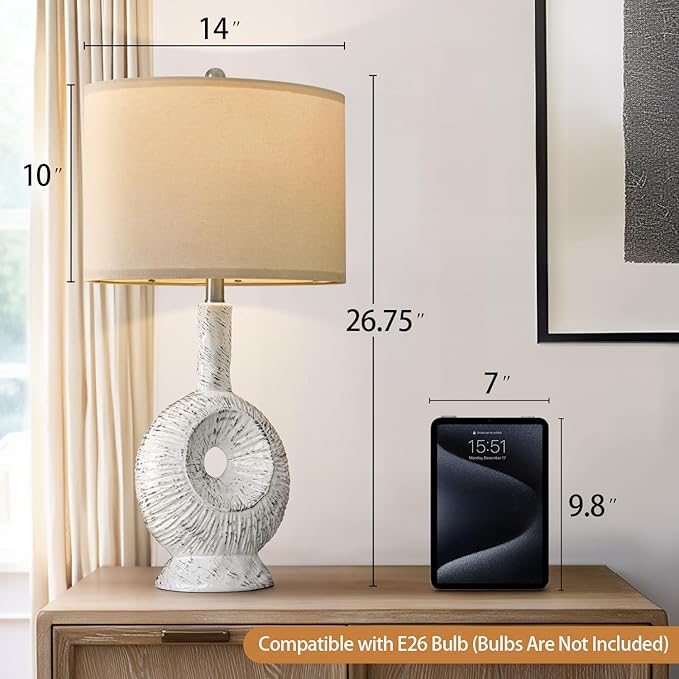 New-26.75" Ceramic Table Lamp Farmhouse Rustic Boho Retro Modern - BigGreenBear.com table lamp 59.99 USD Big Green Bear