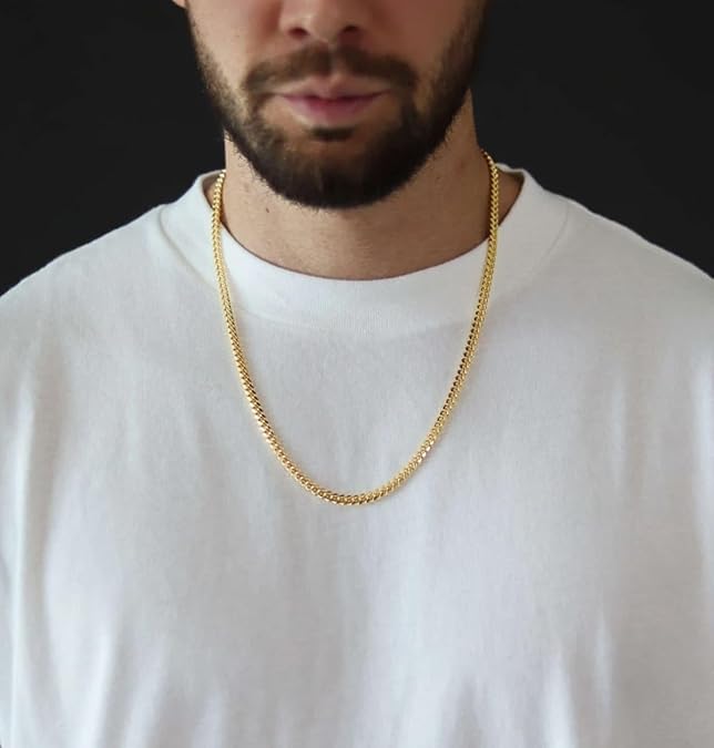 NEW! Cuban Link Chain for Men Stainless Steel Gold Chain Necklace - BigGreenBear.com jewelry 22.00 USD Big Green Bear