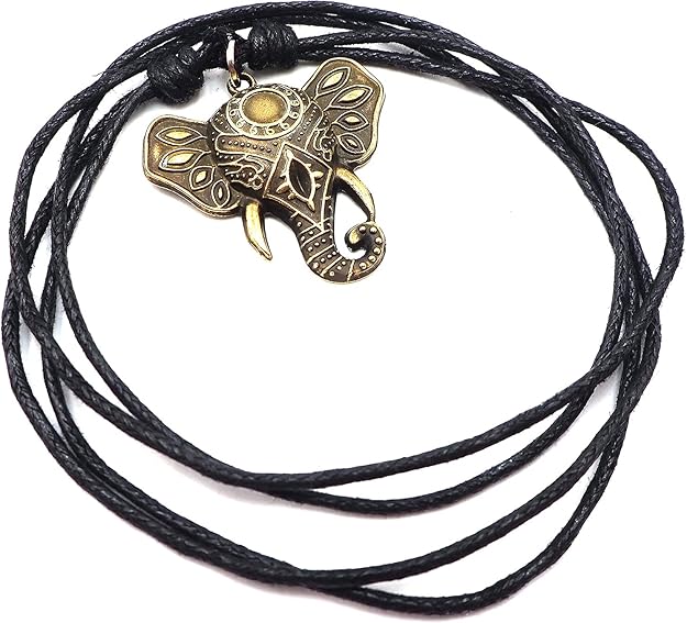 NEW! Men Antique Bronze Elephant Adjustable Cord Necklace