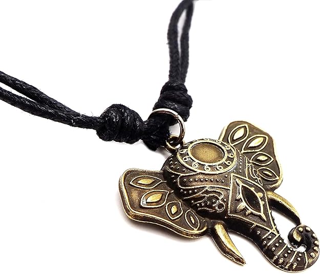 NEW! Men Antique Bronze Elephant Adjustable Cord Necklace