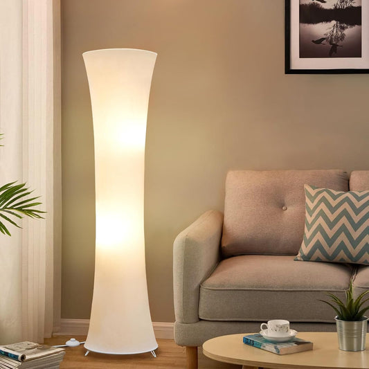 46“ Floor Lamp for Living Room, 3 Color Temperature White Fabric Lampshade -  BigGreenBear.com Lighting 49.99 USD Big Green Bear