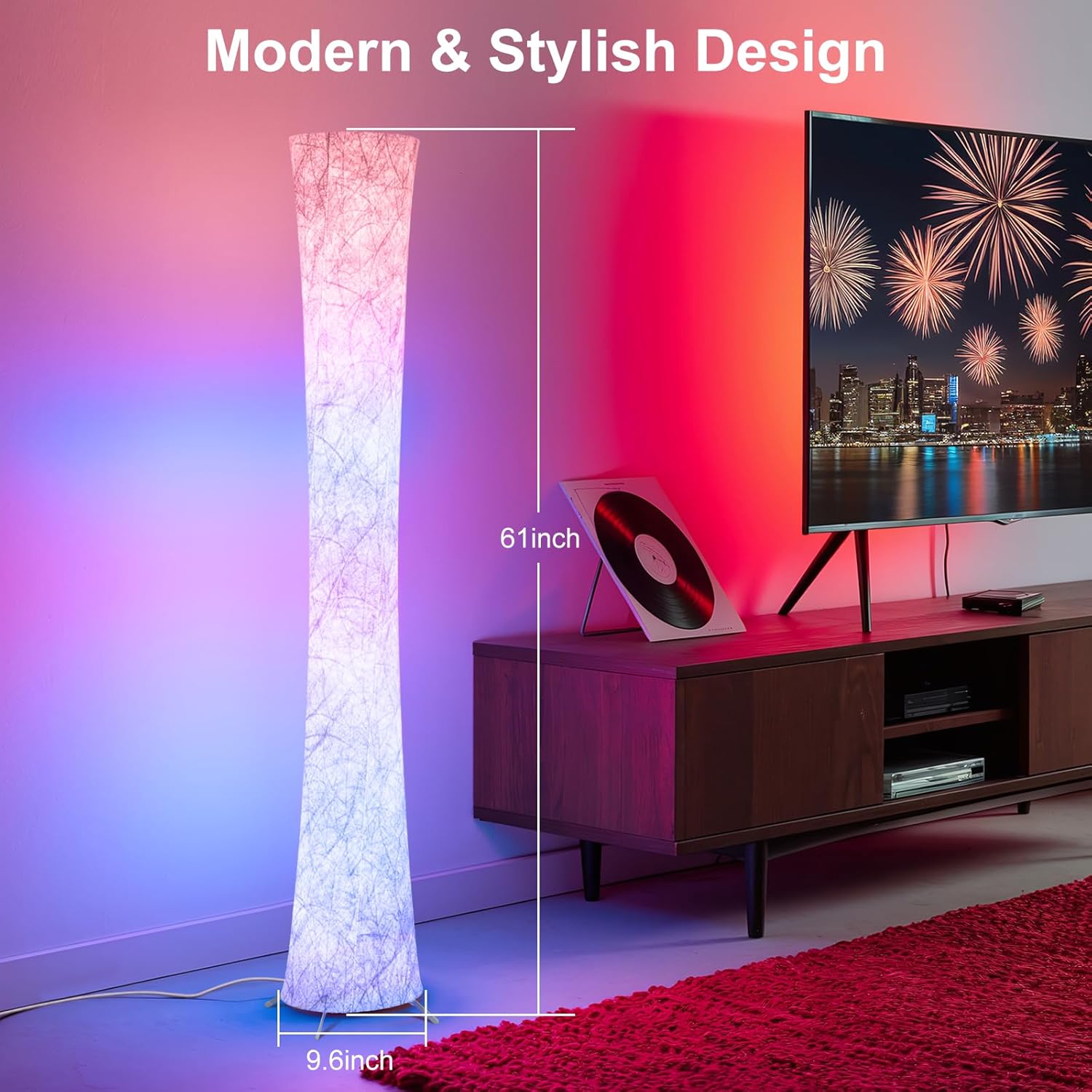 61'' Smart RGB LED Corner Lamp with Music Sync and 16 Million DIY Colors -  BigGreenBear.com Lighting 49.99 USD Big Green Bear