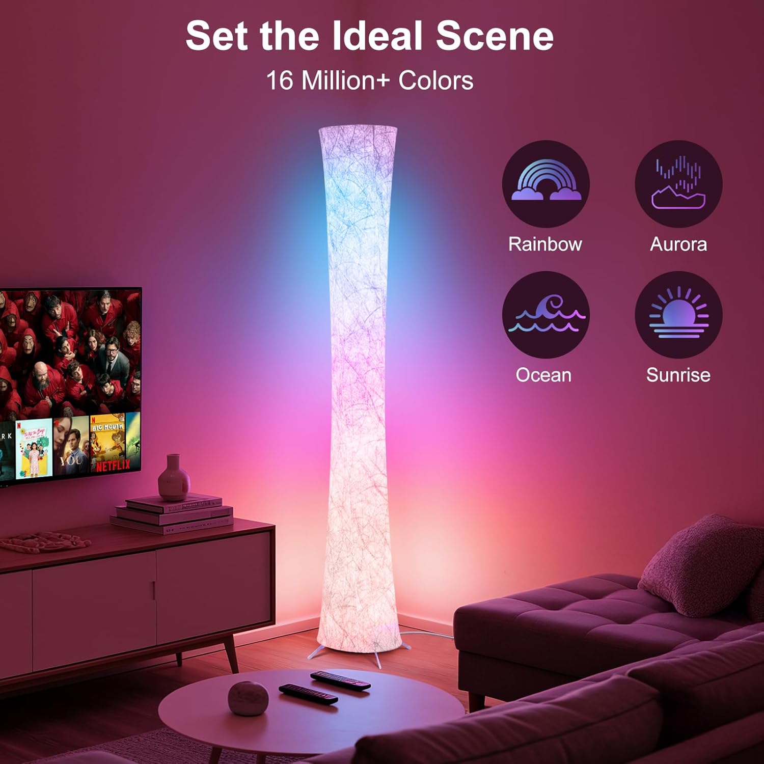 61'' Smart RGB LED Corner Lamp with Music Sync and 16 Million DIY Colors -  BigGreenBear.com Lighting 49.99 USD Big Green Bear