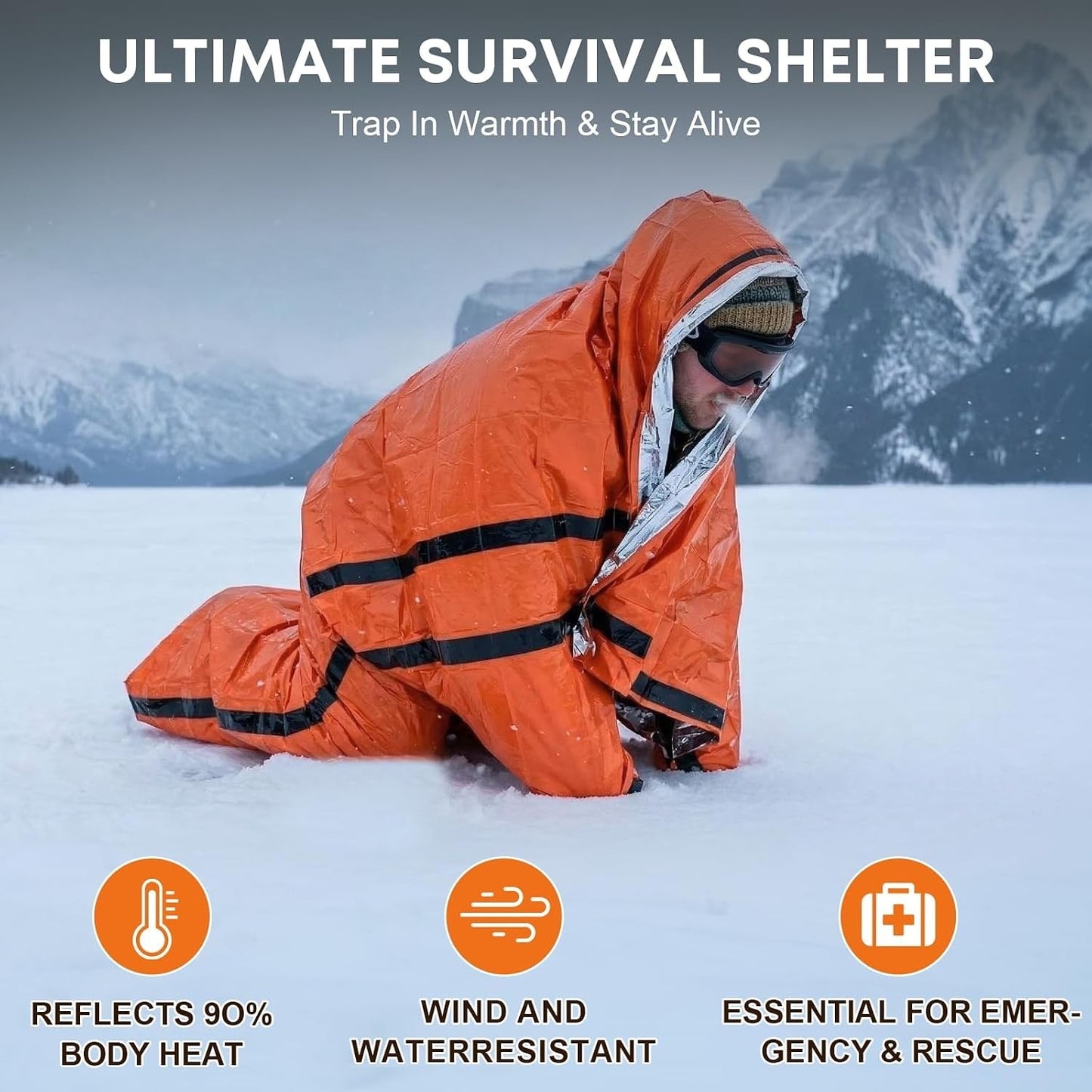 Thermal Emergency Sleeping Bag 2-Pack for Survival