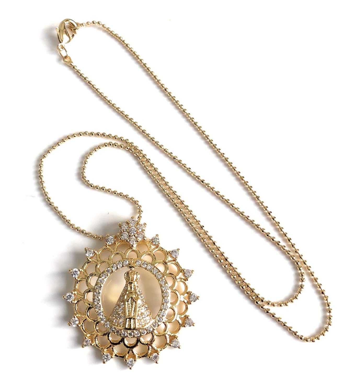 Virgen de la Caridad del Cobre Necklace 17.5 Inches Ball Chain Round Cuban Medal - BigGreenBear.com jewelry 39.99 USD Big Green Bear